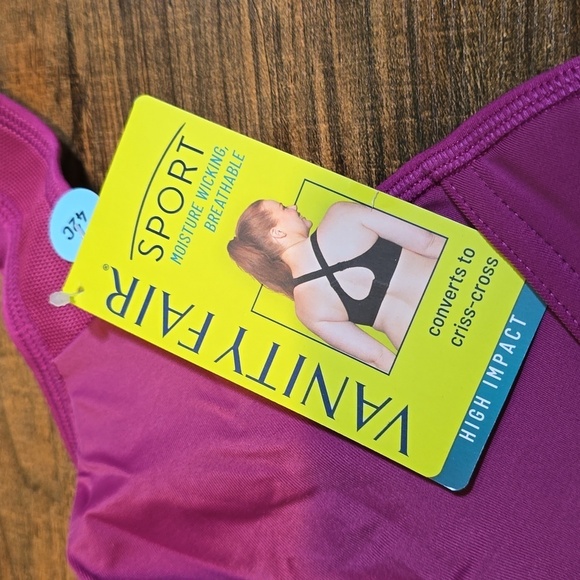 Vanity Fair High Impact Bra Non-Padded Plumberry 42C - Picture 2 of 5